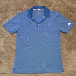 Adidas Blue Striped Men's Polo Shirt Size Small